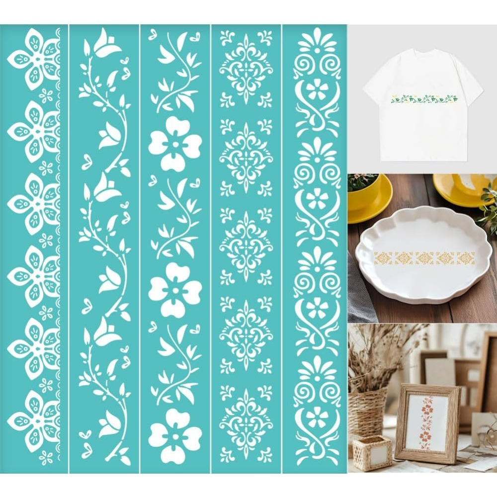 Silk Screen Printing - 2 шт. цветочные бордюры трафарет для