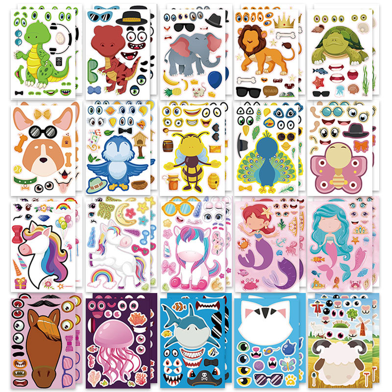 Art Craft Zoo - 12/24 листов, наклейки для лица, зоопарк,